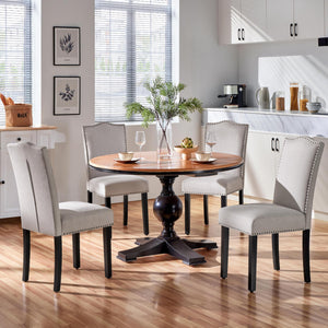 Modern Upholstered Dining Chairs with Solid Wood Legs
