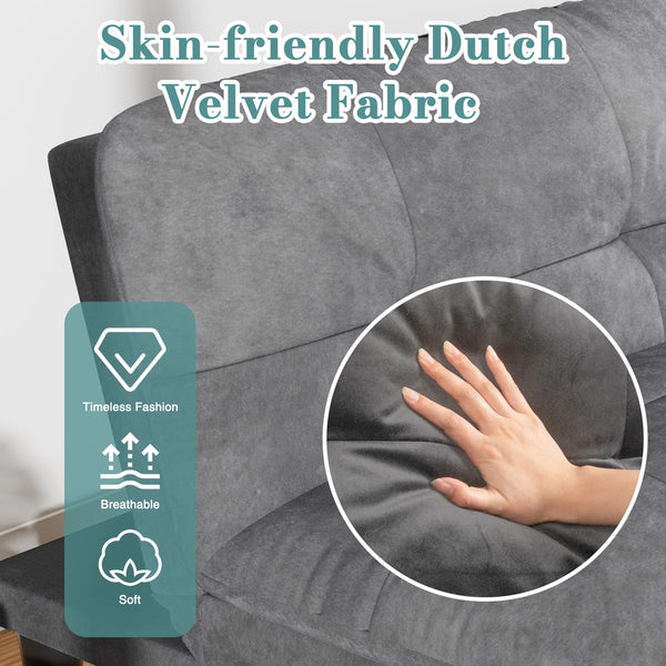 Convertible Futon Sofa Bed with Adjustable Backrest