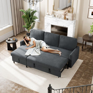 L-Shaped Convertible Sleeper Sofa with Storage