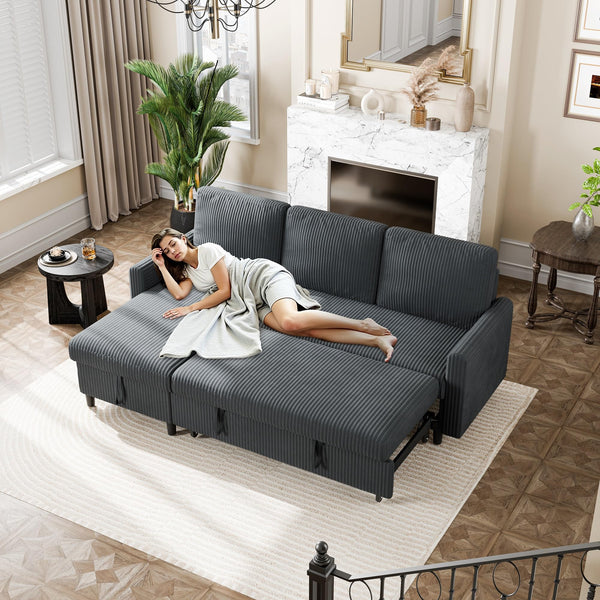 L-Shaped Convertible Sleeper Sofa with Storage