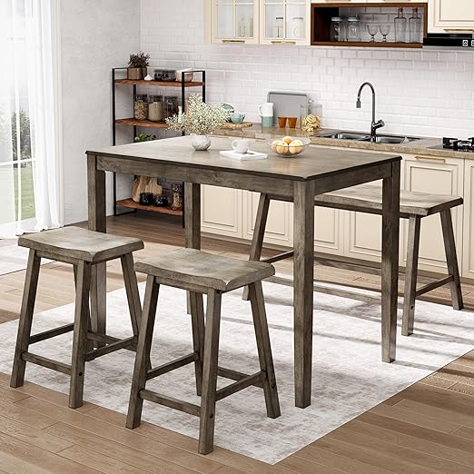 Counter Height Dining Table Set with Bench and 2 Chairs
