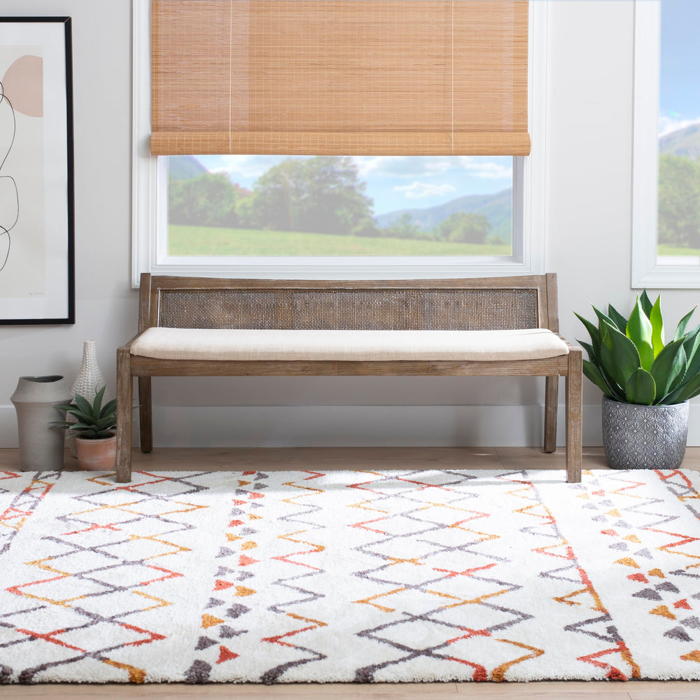 Low Back Cane Bench with Upholstered Seat