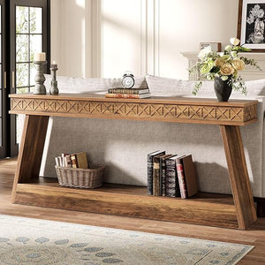 70.9" Farmhouse Console Table with 2-Tier Storage