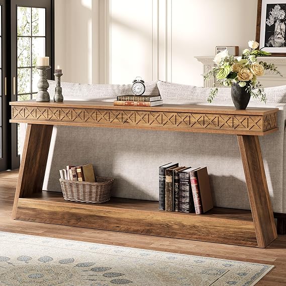 70.9" Farmhouse Console Table with 2-Tier Storage