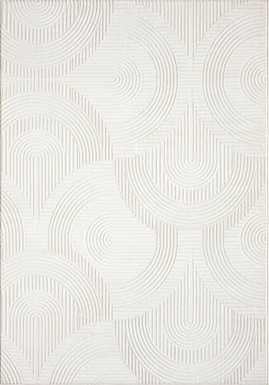 Cream Geometric Area Rug – Modern Semi-Circle Pattern