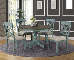 5-Piece Round Dining Table Set with Cross Back Chairs