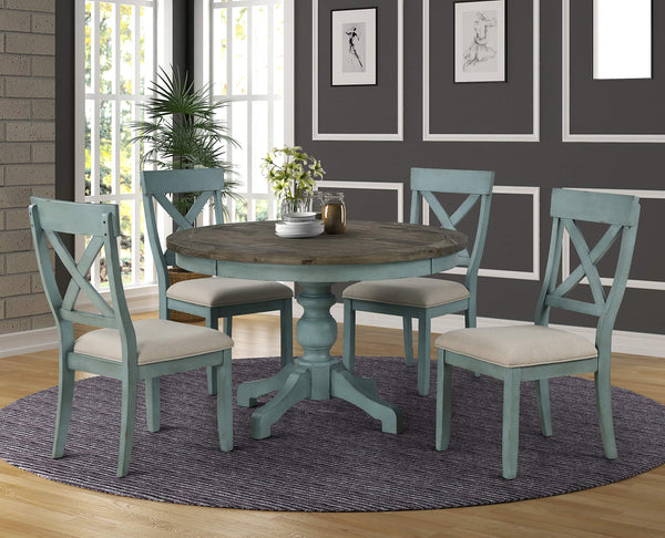 5-Piece Round Dining Table Set with Cross Back Chairs