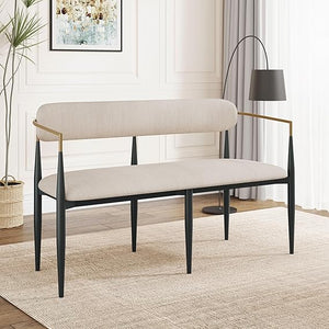 55" Metal Loveseat Settee with Iron Frame & Open Backrest