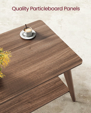 2-Tier Coffee Table with Storage & Tapered Legs