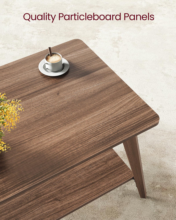 2-Tier Coffee Table with Storage & Tapered Legs