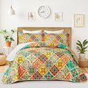 Boho Patchwork Quilt Set – Lightweight Microfiber Bedspread Coverlet