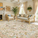 Vintage Floral Bird Area Rug 8x10 – Washable, Non-Slip, Low Pile