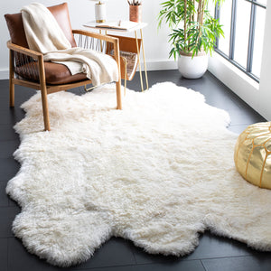 Genuine Sheepskin Shag Area Rug 5' x 8' – Natural & White