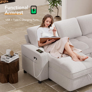 Convertible Sectional Sleeper Sofa with Pull-Out Bed