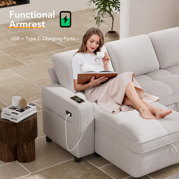 Convertible Sectional Sleeper Sofa with Pull-Out Bed