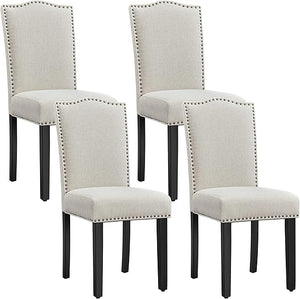 Fabric Dining Chairs with Solid Wood Legs