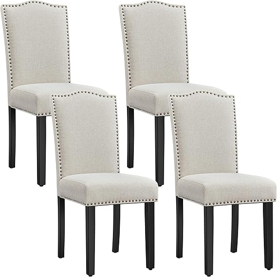 Fabric Dining Chairs with Solid Wood Legs