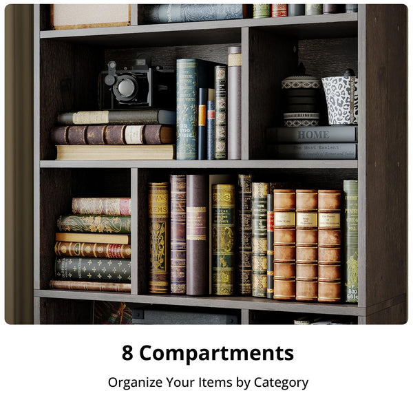 4-Tier Bookcase with Doors & 8 Open Cubes