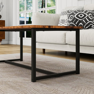 Rectangular Coffee Table with Metal Frame and Wood Top