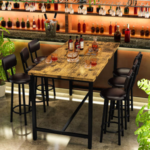 7-Piece Counter Height Bar Table Set with Upholstered Stools
