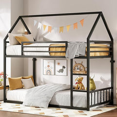 Twin XL Metal Bunk Bed with Ladder & Guardrail
