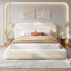 Upholstered Cloud Platform Bed Frame with Rounded Headboard