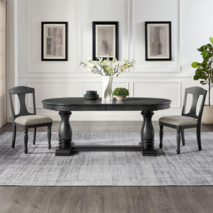 Extendable Oval Dining Table Set for 6-8