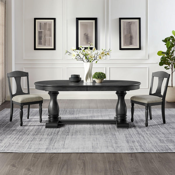 Extendable Oval Dining Table Set for 6-8