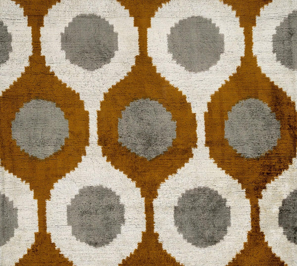 Velvet Throw Pillow – Mustard & Grey Geometric, 20x20"