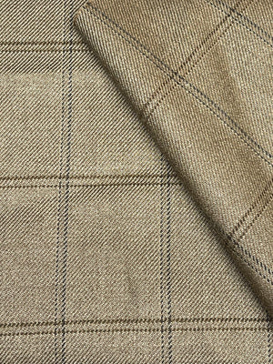 Olive Green Plaid Wool Suiting Fabric – Italian Woven, 59" Wide