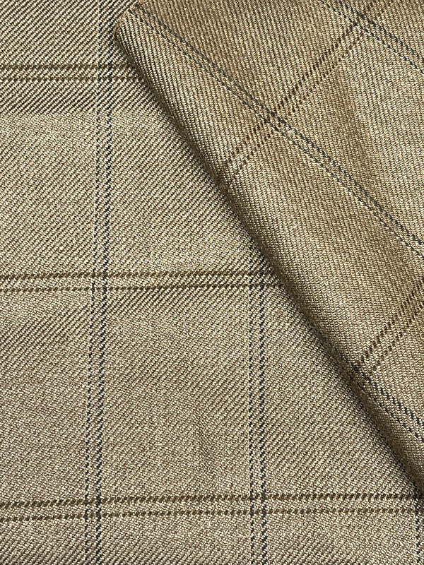 Olive Green Plaid Wool Suiting Fabric – Italian Woven, 59" Wide