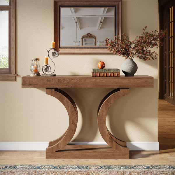 43-Inch Narrow Console Table with Curved Legs