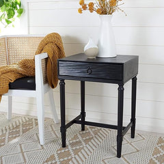 Contemporary Black Accent Table with Drawer