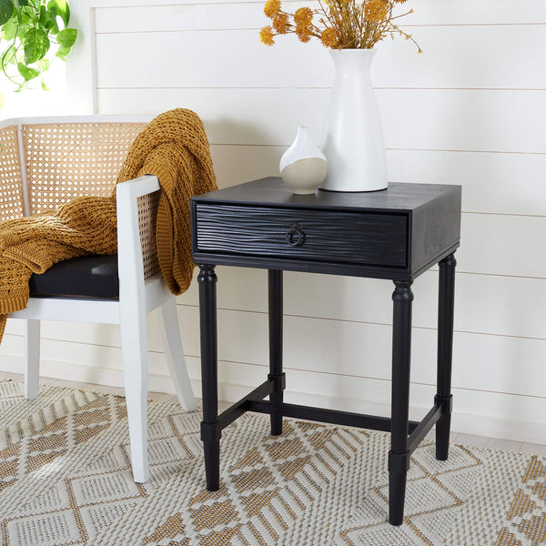 Contemporary Black Accent Table with Drawer