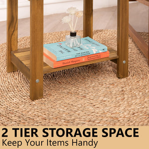 Acacia Wood 2-Tier Side Table