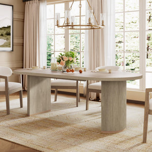 Oval Pedestal Dining Table for 6