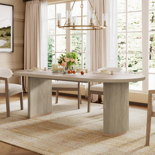 Oval Pedestal Dining Table for 6