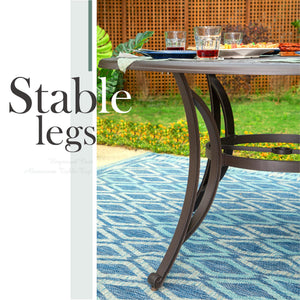Round Cast Aluminum Outdoor Dining Table with Umbrella Hole