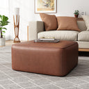 Square Faux Leather Ottoman