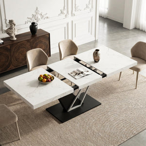 Extendable Dining Table with Faux Marble Top