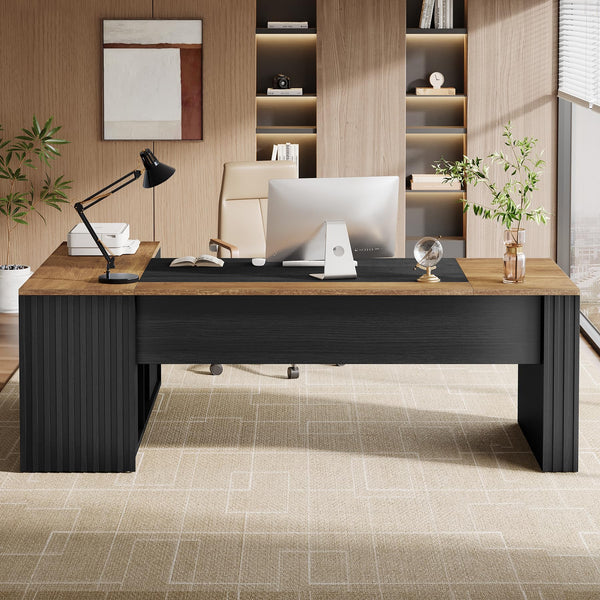 78" L-Shaped Executive Desk with Drawers and Storage