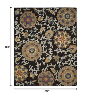 8x10 Handmade Wool Area Rug – Floral Tufted Design