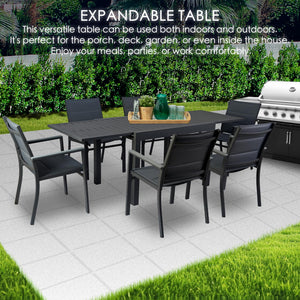 Expandable Aluminum Patio Dining Table for 4–6 People