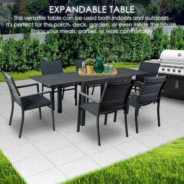 Expandable Aluminum Patio Dining Table for 4–6 People