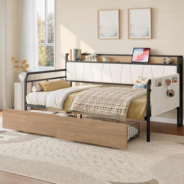 Twin Daybed with Storage Drawers & Charging Station