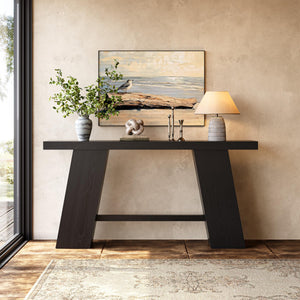 Narrow Console Table – Black MDF with A-Frame Legs, 70.87"