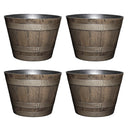 Whiskey Barrel Resin Planter – Distressed Oak Brown 20.5" (4-Pack)