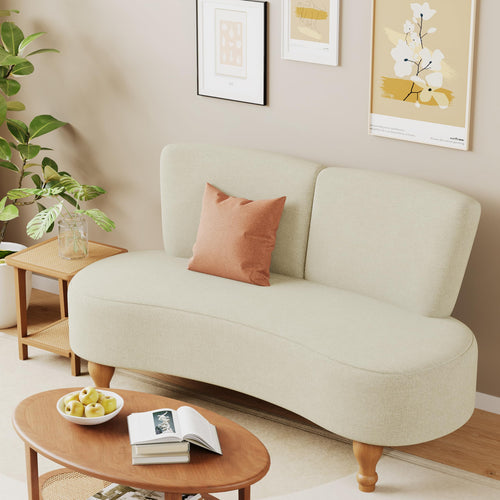 49" Curved Loveseat Sofa with Wooden Legs