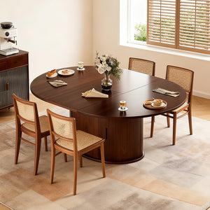 63 Inch Extendable Round Dining Table with 2-Tier Storage Shelf for 2-4-6