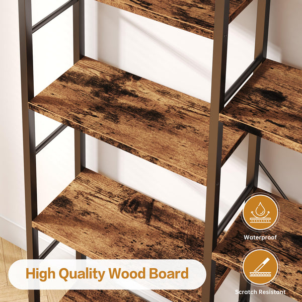 14-Shelf Wide Metal Bookcase with Adjustable Shelves